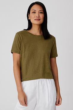 Eileen Fisher Organic Linen Jersey Short-Sleeve Tee