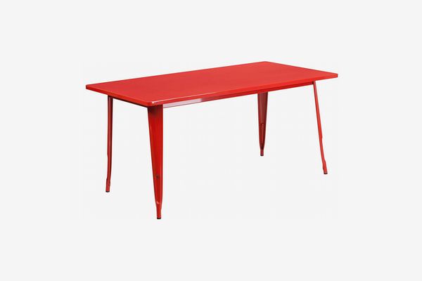 Flash Furniture 31.5-inch-by-63-inch Rectangular Red Metal Indoor-Outdoor Table