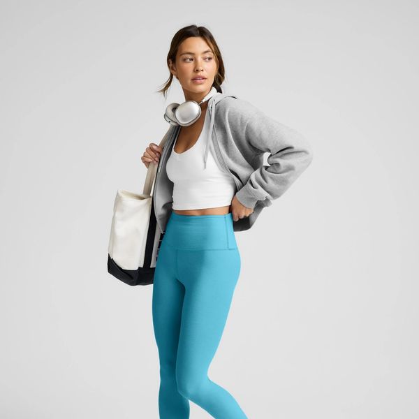 Beyond Yoga Spacedye Caught in the Midi High-Waisted Legging - Surfer Blue Heather