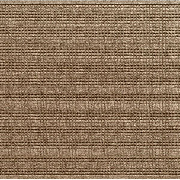 WaterHog Squares Absorbent All-Weather Doormat with Non-Slip Rubber Backing, 4’ x 6’ - Camel