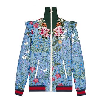 Embroidered New Flora Print Jersey Jacket