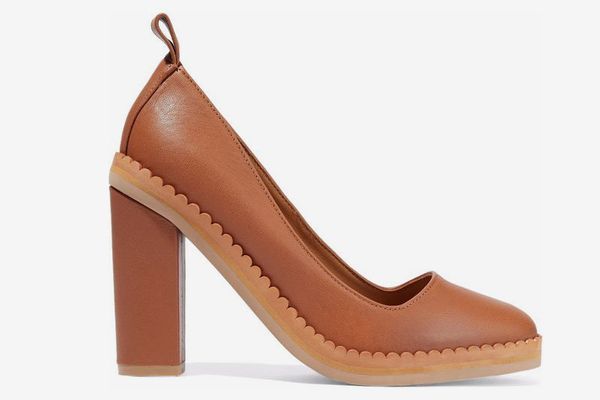 See by Chloé Scalloped Textured-Leather Pumps