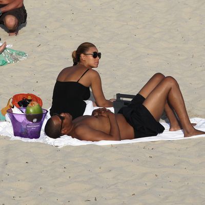 Bey and Jay, on the beach.