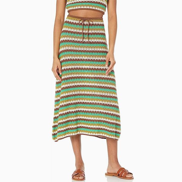 The Drop Lyra Multi Color Crochet Midi Skirt