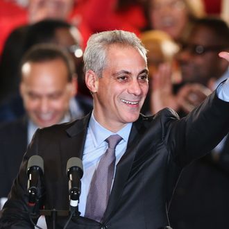 CHICAGO, IL - FEBRUARY 24: Chicago Mayor Rahm Emanuel greets supporters at an election day rally February 24, 2015 in Chicago, Illinois. Emanuel was hoping to win re-election tonight but he fell short of the votes needed to avoid a runoff election. (Photo by Scott Olson/Getty Images)