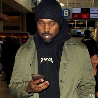 Kanye West is spotted at Los Angeles International Airport