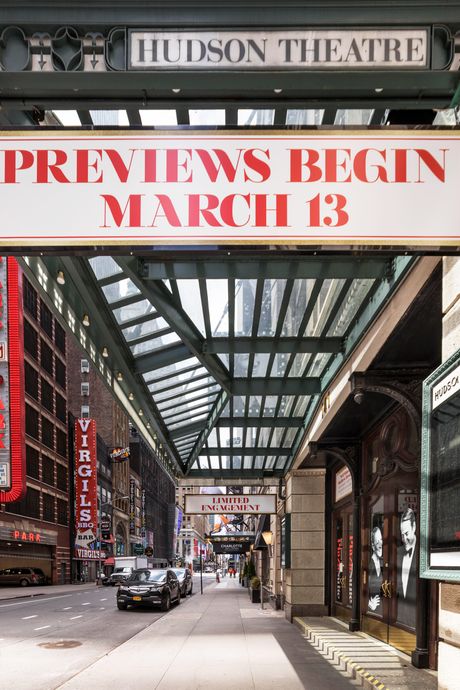 Marquee for a Broadway show that never opened, April 2020.