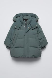 Zara Kids Water Repellent Down Puffer Coat with Interior Straps