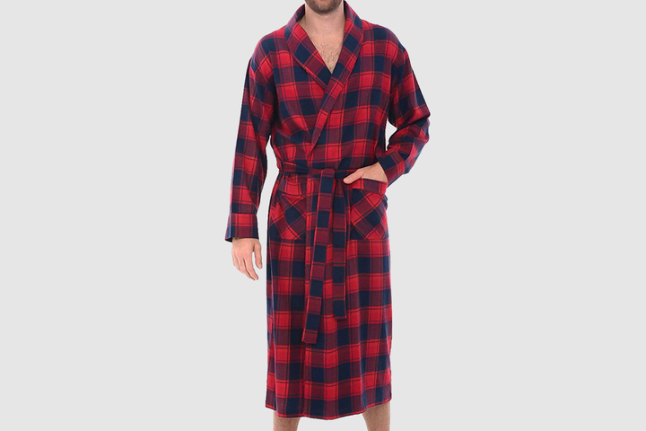 Alexander Del Rossa Men's Lightweight Flannel Robe, Soft Cotton Kimono