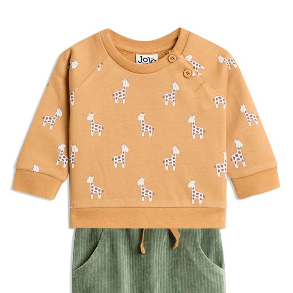 JOJO MAMAN BEBE Giraffe Print Sweatshirt & Corduroy Leggings Set