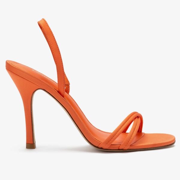 Larroudé Annie Sandal In Orange Satin