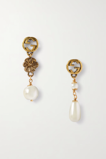 GUCCI Gold earrings with faux pearls