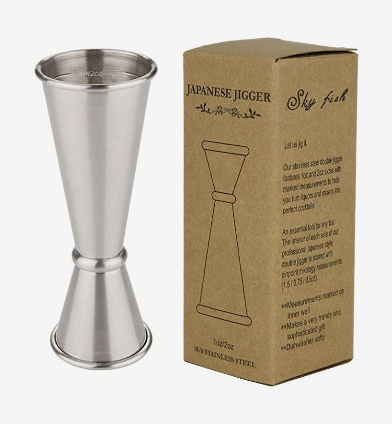 Cocktail Jigger - Double Jigger With Easy to Read Measurements Inside  (Silver)