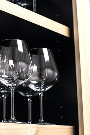 Stemware as far as the eye can see (but tucked out of view of the diners).