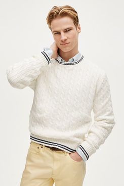J.Crew Heritage Cotton Tipped Cable-Knit Sweater