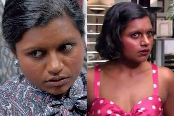 Kelly started out like an uptight librarian
          getting ready to whack your palm with a ruler. But as
          we've traced before, La Kapoor has morphed into
          kind of a sexpot. She's easily the most fashion-conscious employee at
          Dunder Mifflin (or at least, she is both conscious and aware that fashion exists). Yes,
          that's damning with faint praise, but it's also highly appropriate for one of
          the lead singers of Subtle
          Sexuality — you can't be a pop star without selling at least a little
          sex, and it's
          right there in the name.