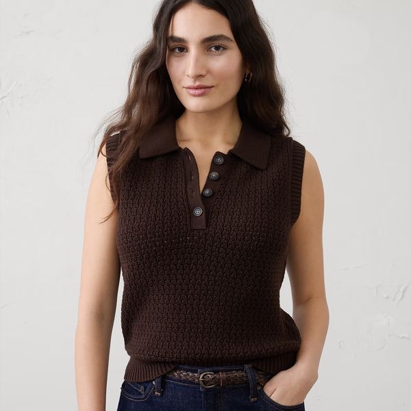 Banana Republic Factory Cotton Crochet Sweater Polo