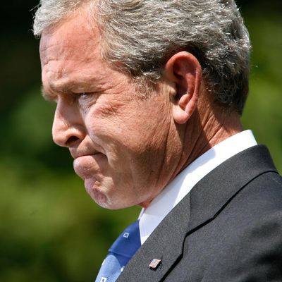 President George W. Bush holds a news conference in the Rose Garden of the White House May 24, 2007 in Washington, DC. Bush spoke about the Iraq war funding and the compromise immigration bill. 