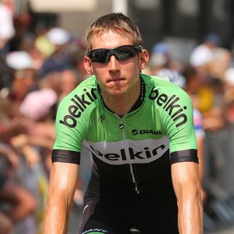 Bauke Mollema of the Nederlands and Team Belkin Pro Cycling looks on ahead of stage fourteen of the 2013 Tour de France, a 191KM road stage from Saint-Pourcain-sur-Sioule to Lyon, on July 13, 2013 in Saint-Pourcain-sur-Sioule, France.