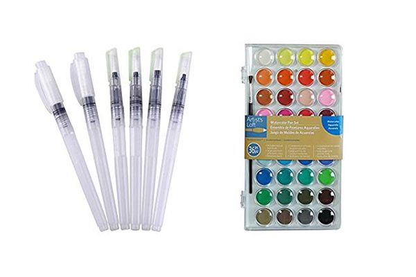 Mudder Watercolor Brush Pen Water Paintbrush, Assorted Brush Tips, 6 Pieces