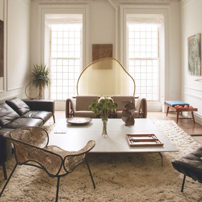 The living room of Rashid Johnson’s Kips Bay townhouse.