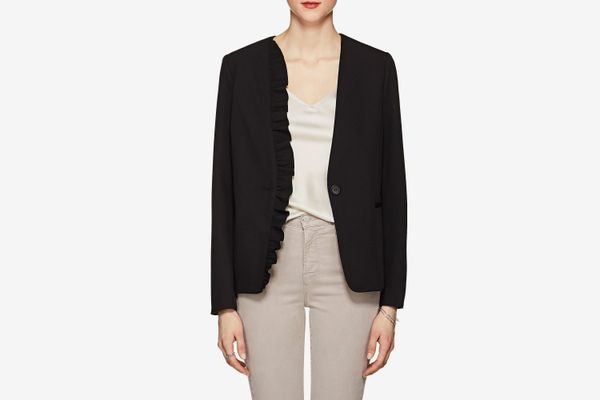 Barneys New York Ruffled Stretch-Twill One-Button Blazer