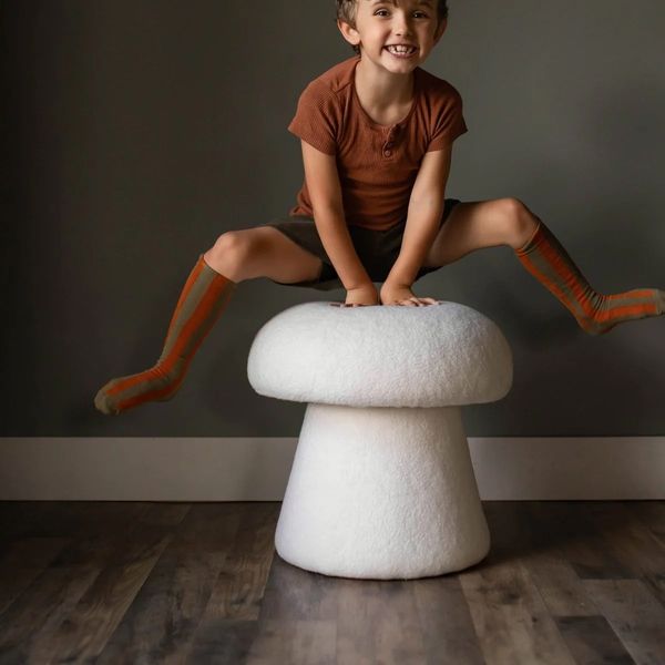 Cassarokids Large Boucle Mushroom Stool - Ivory