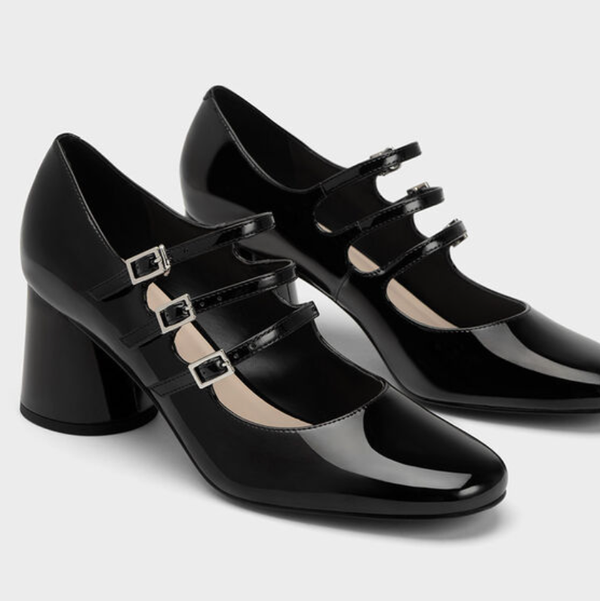 Charles & Keith Claudie Patent Buckled Mary Janes