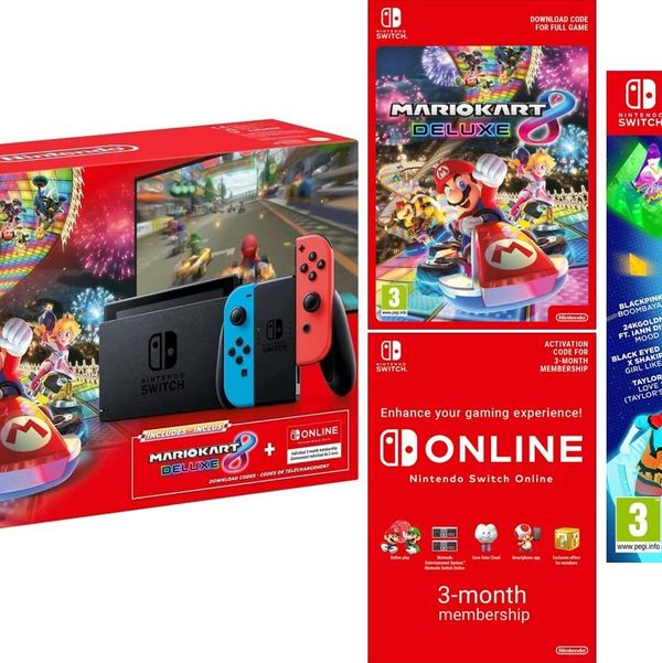 Nintendo Switch Bundle (Featuring Mario Kart 8 Deluxe, 3 Month Nintendo Switch Online Membership, and Just Dance 2022)