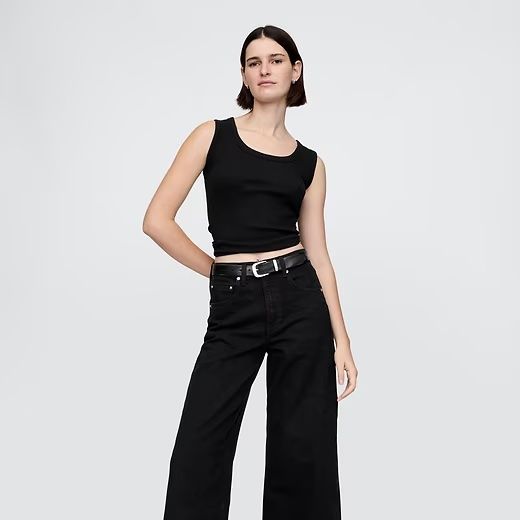 High Rise Stride Wide-Leg Ankle Jeans