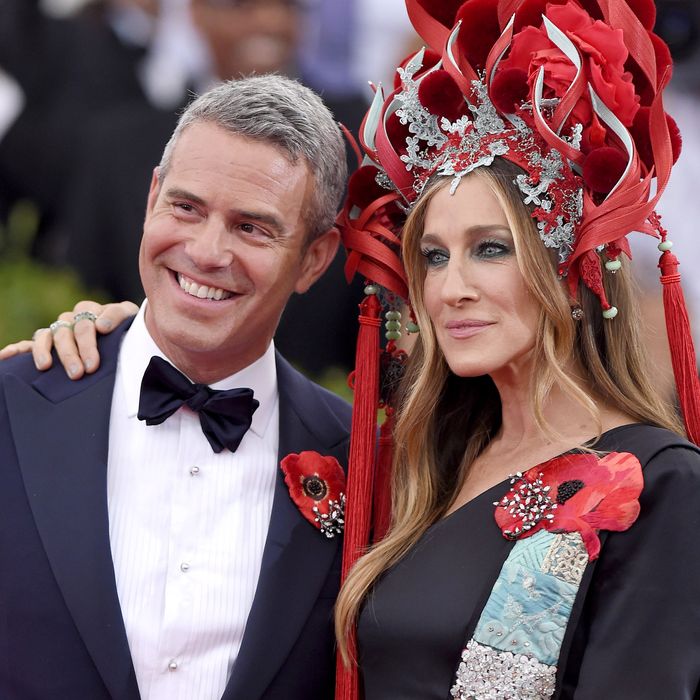 Andy Cohen and Sarah Jessica Parker at the Met's Costume Institute Benefit Gala last spring.