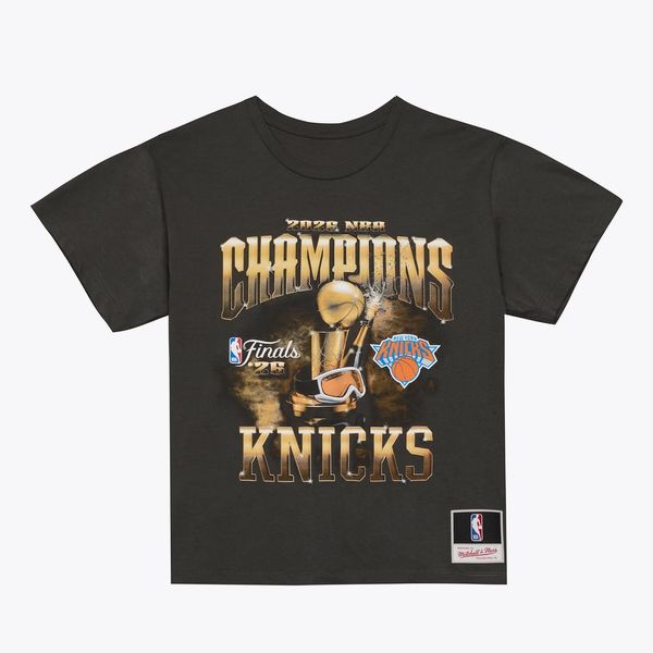 New York Knicks Mitchell & Ness Black 2026 NBA Finals Champions T-Shirt