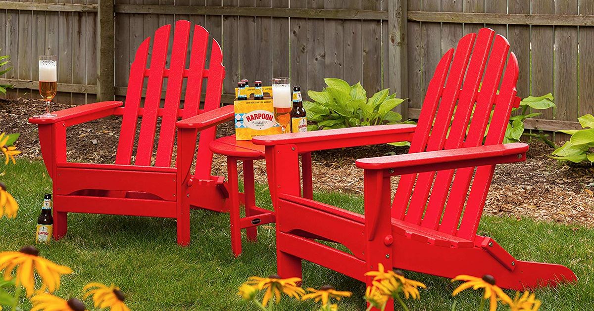 Solid Wood Adirondack Chair Red Wooden Patio Furniture Outdoor Chairs Seating 