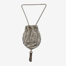 Whiting & Davis Vintage Silver Mesh Tassel Evening Bag