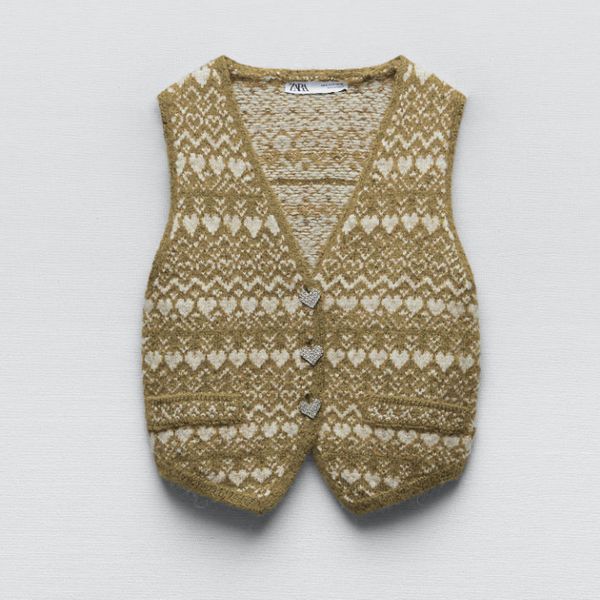 Zara Jewel Button Jacquard Vest
