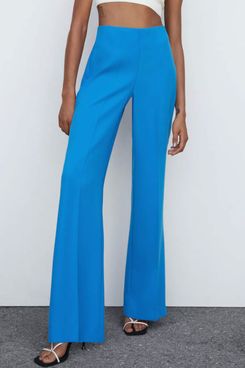 ZARA WOMAN New With Tag HIGH-WAISTED PANTS TROUSERS LIGHT BLUE NEW