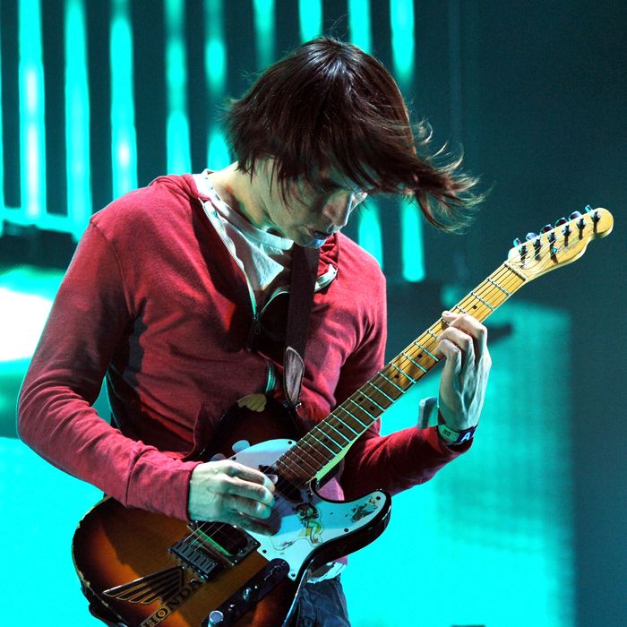 Musician Jonny Greenwood of Radiohead performs onstage during day 2 of the 2012 Coachella Valley Music & Arts Festival at the Empire Polo Field on April 14, 2012 in Indio, California.