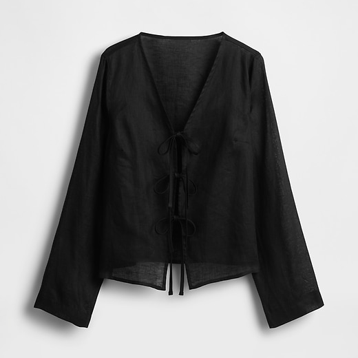 Gap 100% Linen Tie-Front Shirt