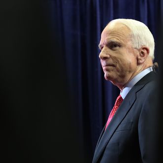 TAMPA, FL - AUGUST 29: U.S. Sen. John McCain (R-AZ) attends the third day of the Republican National Convention at the Tampa Bay Times Forum on August 29, 2012 in Tampa, Florida. Former Massachusetts Gov. Mitt Romney was nominated as the Republican presidential candidate during the RNC, which is scheduled to conclude August 30. (Photo by Spencer Platt/Getty Images)