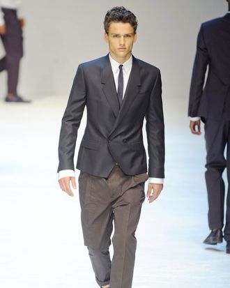 Male model Simon Nessman in Dolce & Gabbana's spring 2012 show.