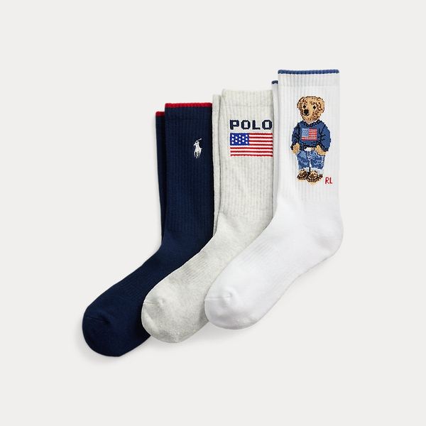 Polo Ralph Lauren Bear Logo Crew Socks 3-Pack