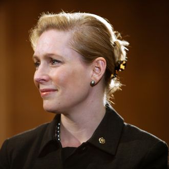 WASHINGTON - MARCH 16: Sen. Kirsten Gillibrand (D-NY) listens during a news conference on gay marriage on Capitol Hill on March 16, 2011 in Washington, DC. Gillibrand and sixteen other Democrats introduced a bill to repeal the Defense of Marriage Act. (Photo by Brendan Hoffman/Getty Images)