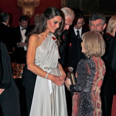 LONDON, ENGLAND - NOVEMBER 10:   Catherine, Duchess of Cambridge (L) talks to people at a reception in aid of the National Memorial Arboretum Appeal at St James’s Palace on November 10, 2011 in London, England. The Appeal was launched in April 2009 by its Patron, The Duke of Cambridge, to develop the Arboretum into a world-renowned centre for Remembrance and to ensure that there are necessary facilities for the 300,000 visiting families, servicemen and women, veterans and members of the public each year (Photo by Lefteris Pitarakis - WPA Pool/Getty Images)