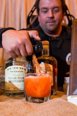 Ethan Kelley from Dutch's Spirits served punch from a jet pack.