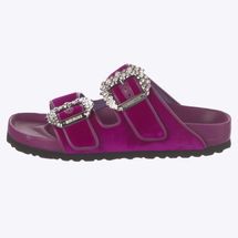 Manolo Blahnik x Birkenstock Velvet Crystal Embellishments Slides