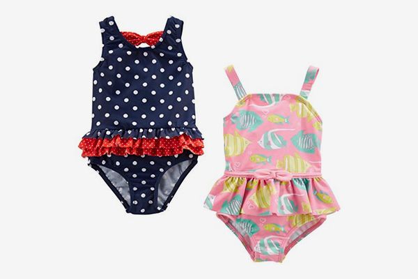 Simple Joys by Carter's Baby and Toddler Girls' 2-Pack One-Piece Swimsuits
