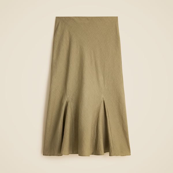 J.Crew Gwenyth Flounce-Hem Slip Skirt In Linen