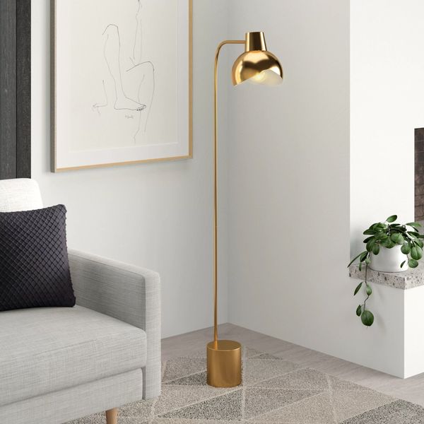 Lámpara de pie con arco/arco dorado de latón de 57,5 ​​pulgadas Toomsboro de Wrought Studio