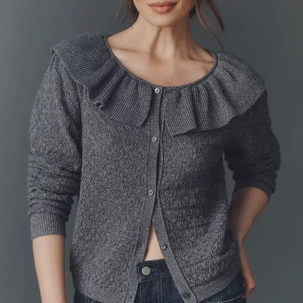 Maeve Pointelle Wool-Blend Cardigan Sweater