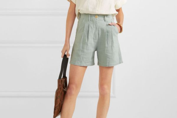 L.F.Markey Pleated Linen and Cotton Shorts